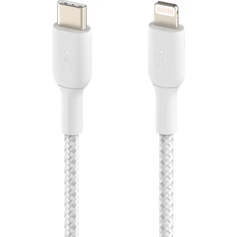 Belkin Belkin BOOST CHARGE USB-C to Lightning Cable, Braided - 2M - White