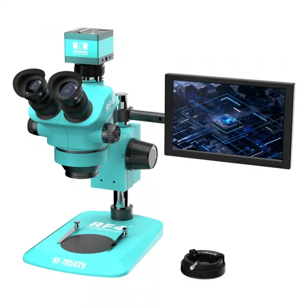 RF4 Microscop cu Monitor si Camera RF4 RF-7050TV + 2KC2PRO + S010, zoom continuu intre 7x si 50x, , Verde