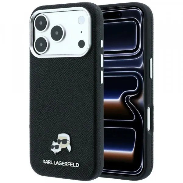 Karl Lagerfeld Husa MagSafe pentru Apple iPhone 18 Pro / 17 Pro, Karl Lagerfeld, Grained KC Heads, Neagra