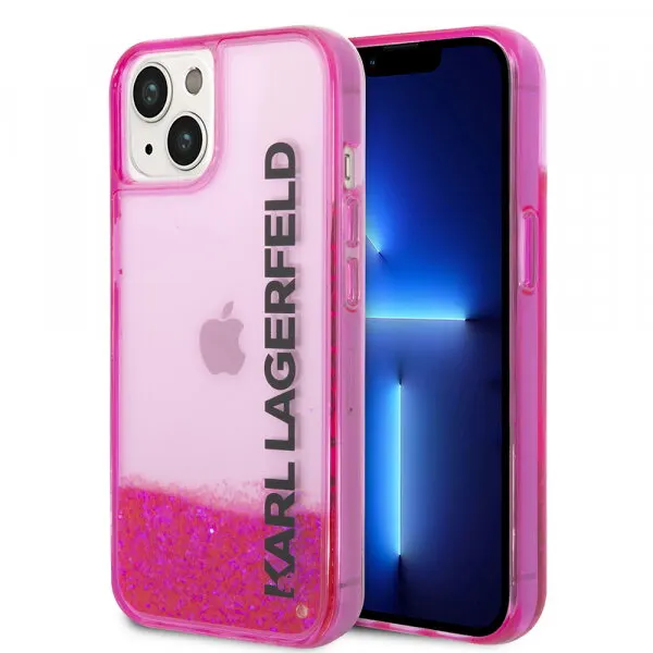 Karl Lagerfeld Husa pentru Apple iPhone 14 Plus, Karl Lagerfeld, Liquid Glitter KL Logo, Roz