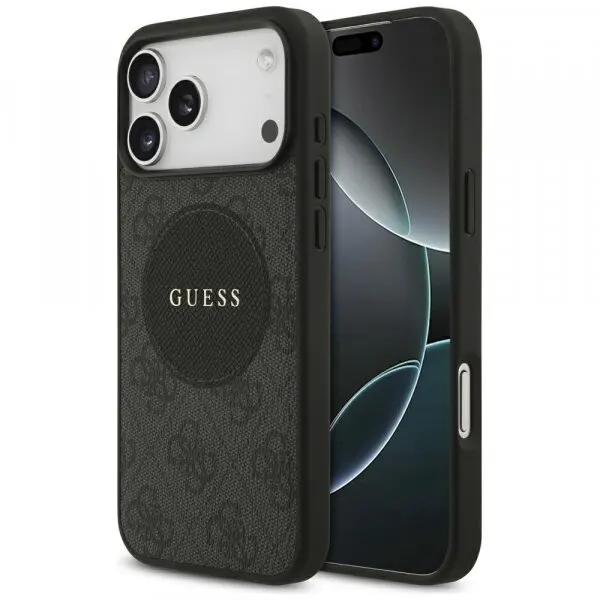 Guess Husa MagSafe pentru Apple iPhone 17 Pro, Guess, 4G Circle Classic Logo, Neagra