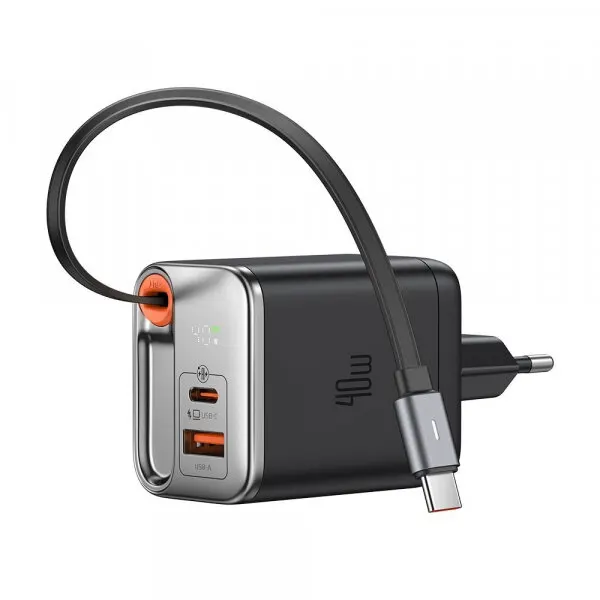 Mcdodo Incarcator Retea Cu Cablu USB-C McDodo CH-4281 FreeGo Display, 40W, 3A, 1 x USB-A - 1 x USB-C, Negru
