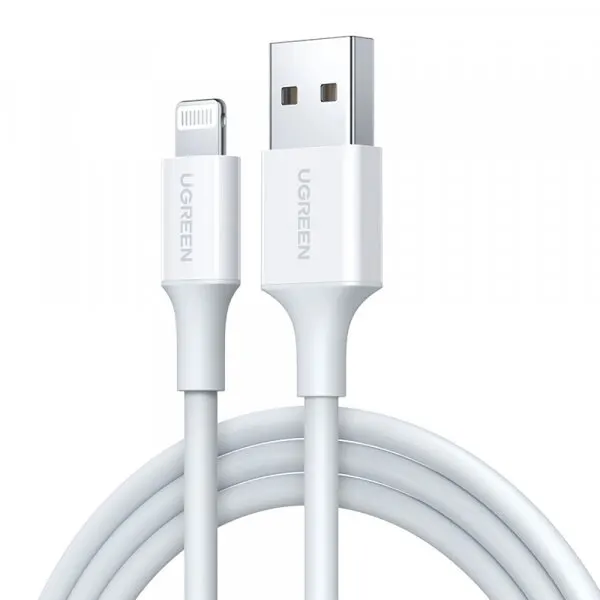 Ugreen Cablu Date si Incarcare USB-A - Lightning UGREEN US155 (20730), 18W, 2m, Alb