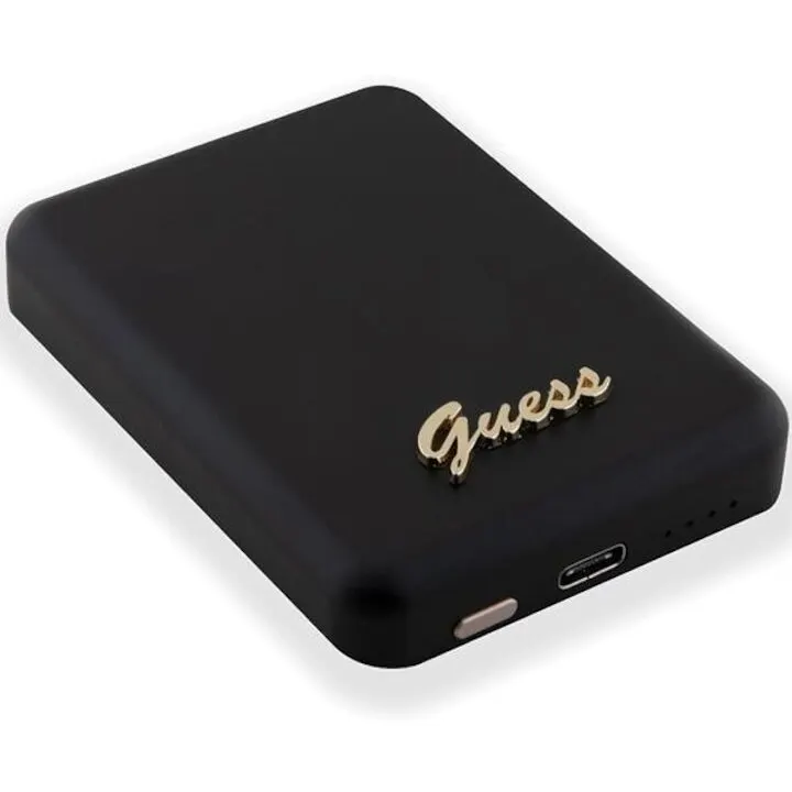 Guess Acumulator extern wireless Guess, 3000mAh, 5W, Magsafe, 1xUSB-C, Indicator baterie, Negru