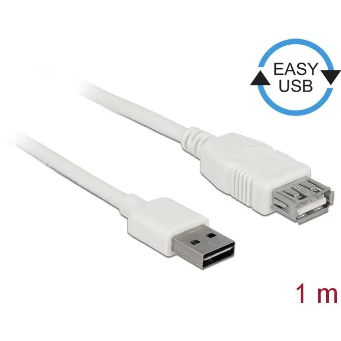 Delock Delock Cable USB AM-AF 2.0 1m Easy-USB White