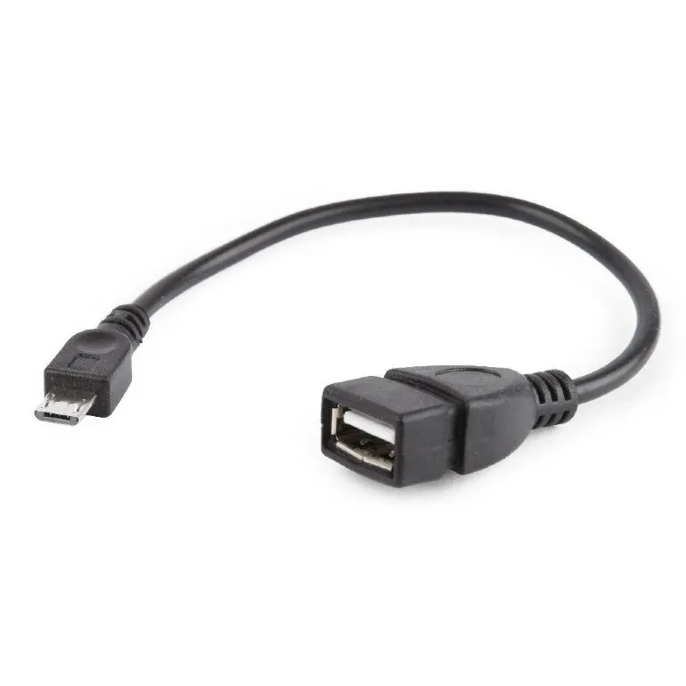 GEMBIRD Cablu adaptor OTG Gembird, Micro-USB 2.0 (T) la USB 2.0 (M), 15cm, Negru, A-OTG-AFBM-03