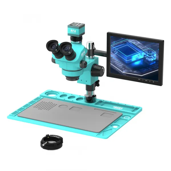 RF4 Microscop cu Monitor si Camera RF4 RF-7050TVD2 + 2KC2PRO + S010, zoom mecanic continuu intre 7x si 50x, Verde