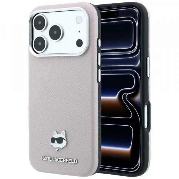 Karl Lagerfeld Husa MagSafe pentru Apple iPhone 18 Pro / 17 Pro, Karl Lagerfeld, Grained Choupette Head, Roz