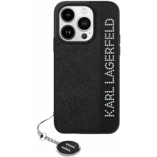 Karl Lagerfeld Husa pentru Apple iPhone 15 Pro, Karl Lagerfeld, Saffiano Rhinestones & Charm, Neagra