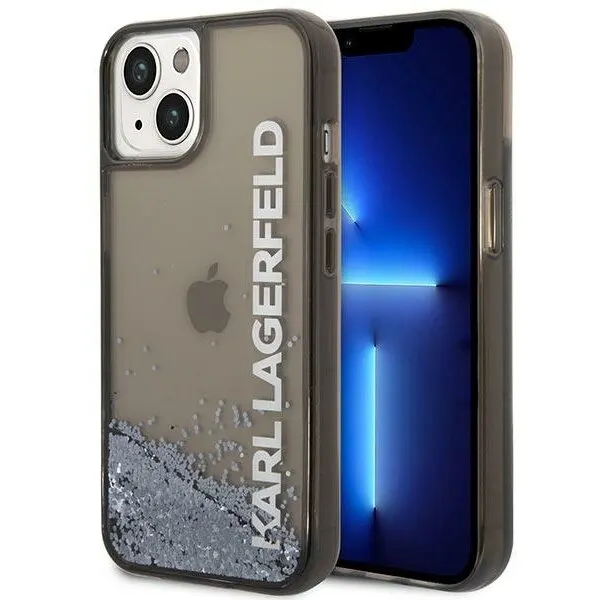 Karl Lagerfeld Husa pentru Apple iPhone 14 Plus, Karl Lagerfeld, Liquid Glitter KL Logo, Neagra