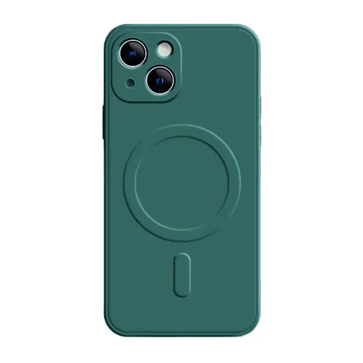 Husa Protectie, Flippy, Husa de Protectie Compatibila cu iPhone 14, Liquid MagSafe, Ring-Shaped, Magnetica, Verde