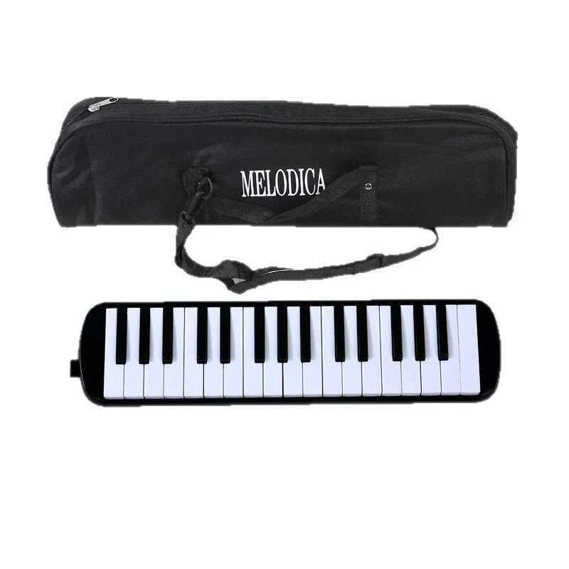 Muzicuta Melodica 32 Clape, Flippy, din ABS, pentru Incepatori, 45 x 13 x 7 cm, Include Husa si Suflator, Negru