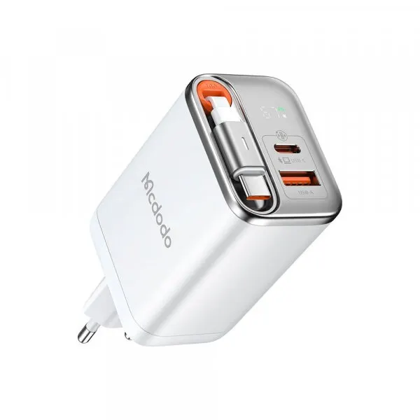 Mcdodo Incarcator Retea Cu Cablu USB-C McDodo CH-4103 FreeGo Display, 67W, 3.35A, 1 x USB-A - 1 x USB-C, Alb