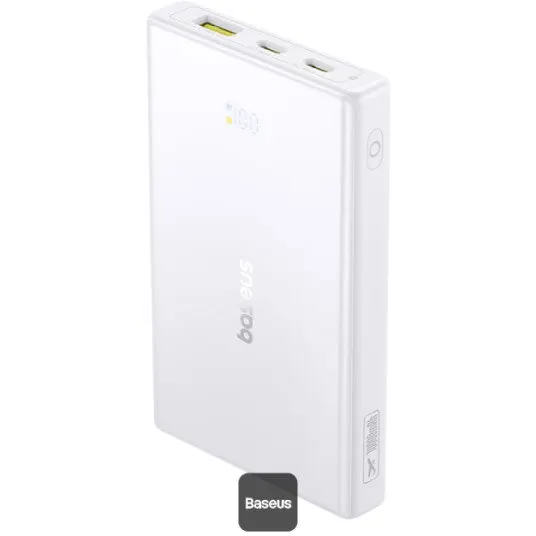 BASEUS Acumulator extern Baseus PicoGo 10.000 mAh, 20W, Digital Display, 2x USB-C, 1x USB-A, Alb