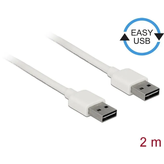 Delock Delock Cable USB AM-AM 2.0 2m Easy-USB White