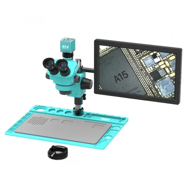 RF4 Microscop cu Monitor si Camera RF4 RF-7050TVD2 + 4KC1PRO + M156, zoom mecanic continuu intre 7x si 50x, Verde