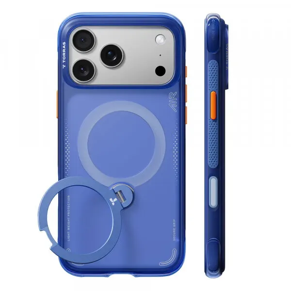 Torras Husa MagSafe pentru Apple iPhone 18 Pro / 17 Pro, Torras, Ostand Q3 Air, Albastra