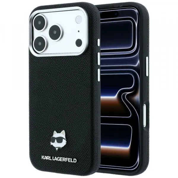 Karl Lagerfeld Husa MagSafe pentru Apple iPhone 18 Pro / 17 Pro, Karl Lagerfeld, Grained Choupette Head, Neagra