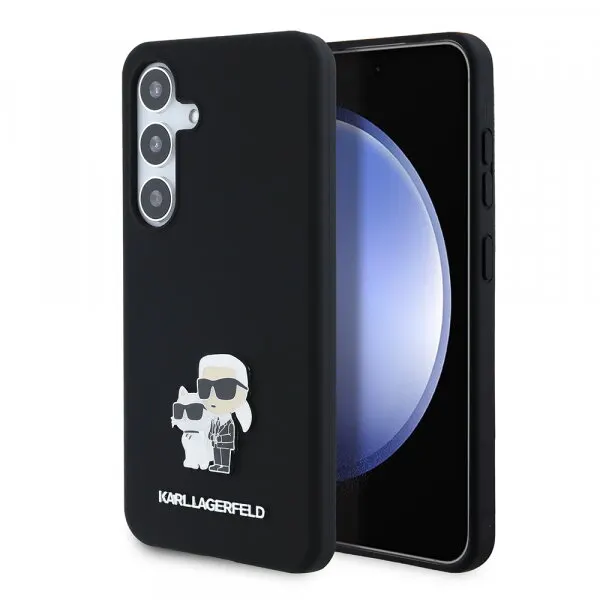 Karl Lagerfeld Husa pentru Samsung Galaxy S24 S921, Karl Lagerfeld, Silicone Karl & Choupette Metal, Neagra