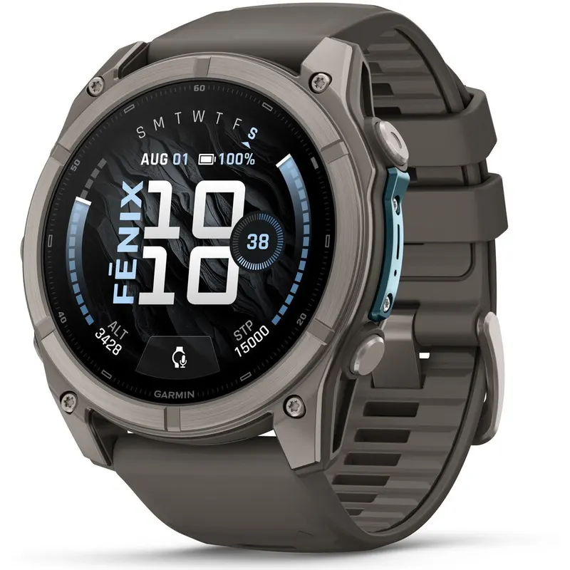 GARMIN Ceas inteligent Garmin Fenix 9, 51 mm, AMOLED, GPS, Wi-Fi, compatibil Android/iOS, Sapphire, Titan, cu curea din silicon, Gri