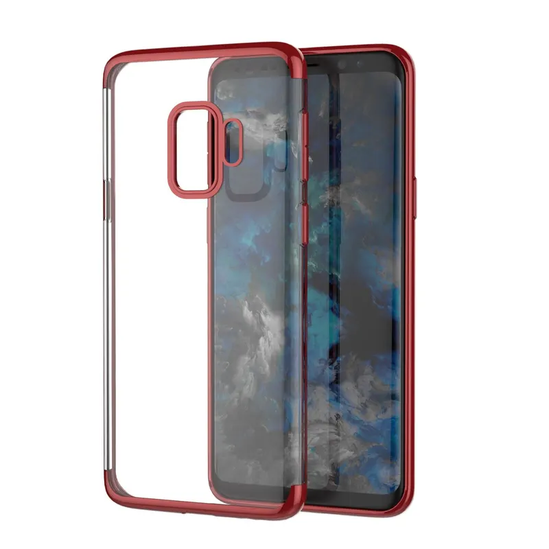 Samsung, Husa Samsung Galaxy S9 Transparent cu Margini Rosii