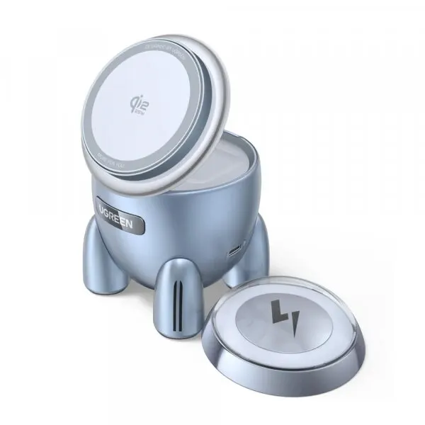 Ugreen Incarcator Retea Wireless UGREEN W713 2in1, 25W, Albastru