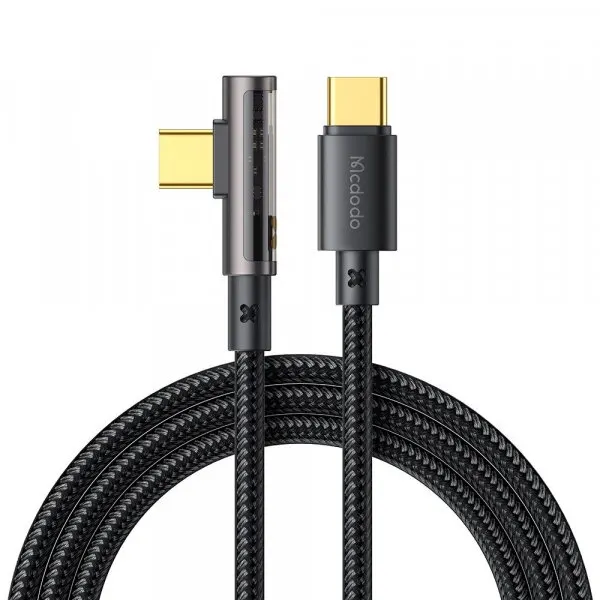 Mcdodo Cablu Date si Incarcare USB-C - USB-C McDodo CA-3400 Angled, 100W, 1.2m, Negru
