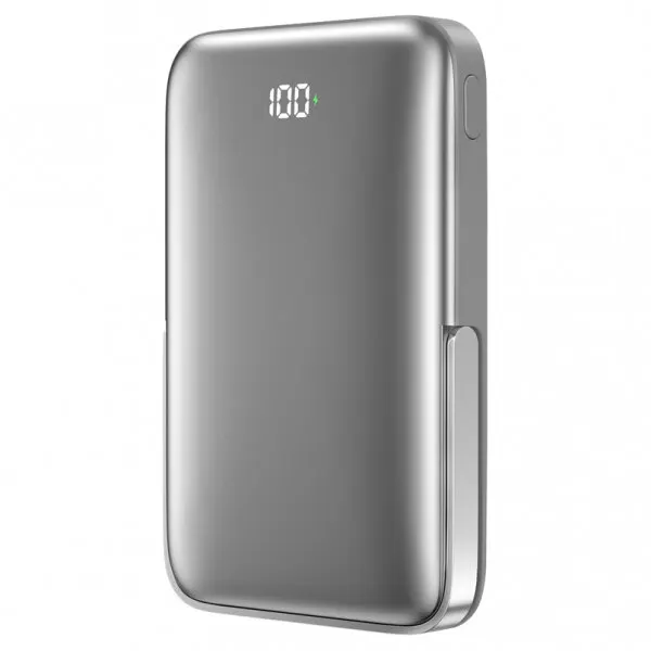WIWU Baterie Externa Wireless WiWu Wi-P018, 10000mAh, 20W, PD + FQI, 1 x QI - 1 x USB-C, Gri