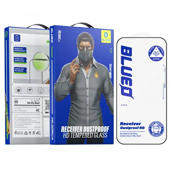 Blueo Folie de protectie Ecran Blueo Anti-Dust HD pentru Apple iPhone 16 Plus / 15 Plus, Sticla Securizata, Full Glue, Neagra