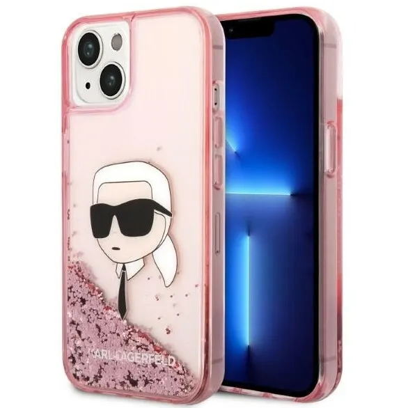 Karl Lagerfeld Husa pentru Apple iPhone 14 Plus, Karl Lagerfeld, Glitter Karl's Head, Roz