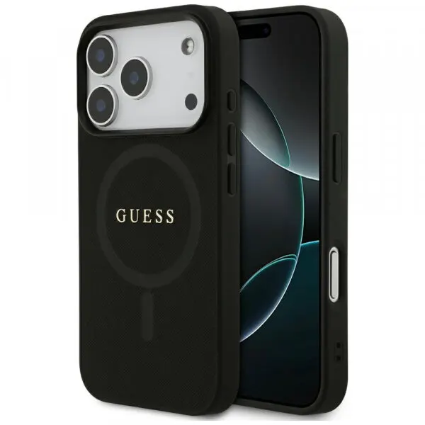 Guess Husa MagSafe pentru Apple iPhone 17 Pro Max, Guess, Saffiano Classic Logo, Neagra