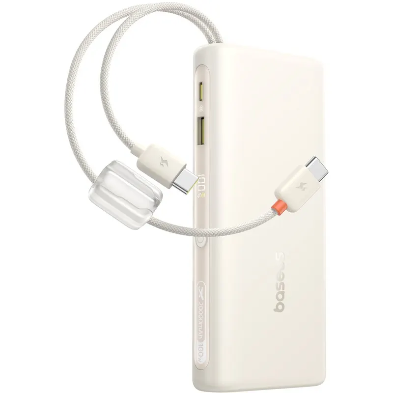 BASEUS Acumulator extern Baseus EnerFill FC41 20.000 mAh, 100W, Digital Display, cablu USB-C inclus, Alb