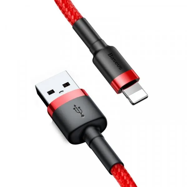 BASEUS Cablu Date si Incarcare USB-A - Lightning Baseus Cafule, 18W, 0.5m, Rosu CALKLF-A09