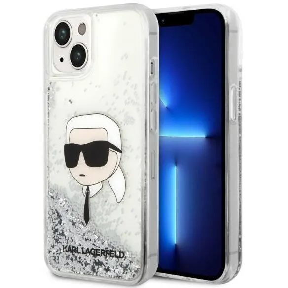 Karl Lagerfeld Husa pentru Apple iPhone 14 Plus, Karl Lagerfeld, Glitter Karl's Head, Argintie