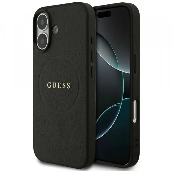 Guess Husa MagSafe pentru Apple iPhone 17, Guess, Grained Gold Ring, Neagra