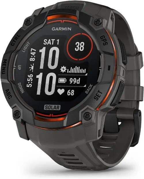 Smartwatch Garmin Instinct 3 Solar, GPS, 50mm, Ecran 1.1inch, Bluetooth, ANT+, Android/iOS, 10 ATM, Curea Silicon Negru (Negru)