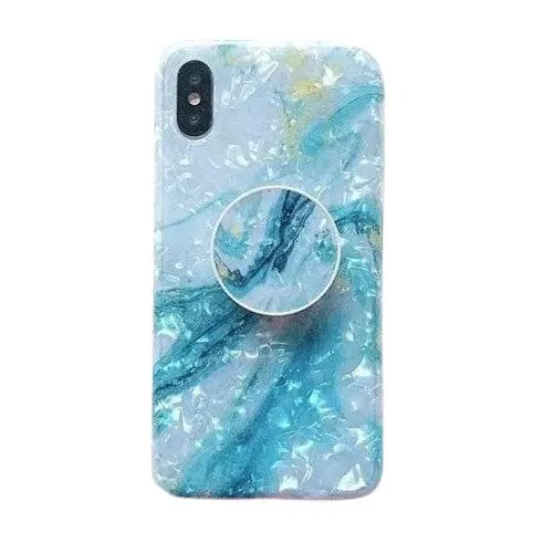 Apple, Husa protectie pentru Apple iPhone 11Pro Soft IMD TPU Marble Albastru Suport inclus