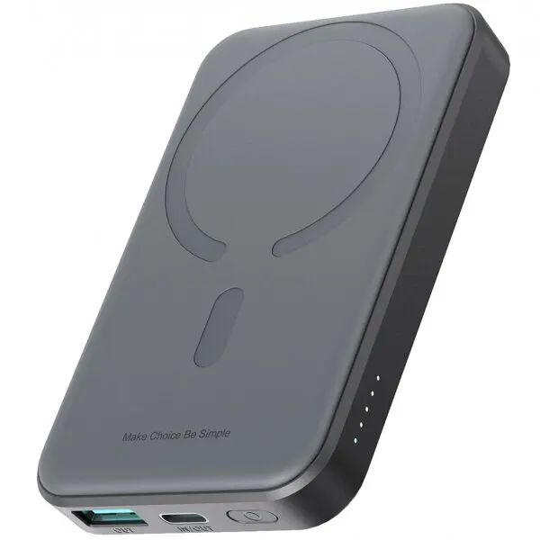 JOYROOM Baterie Externa Wireless Joyroom JR-W020 Mini, 5000mAh, 20W, QC + PD + FQI, 1 x QI - 1 x USB-A - 1 x USB-C, Neagra