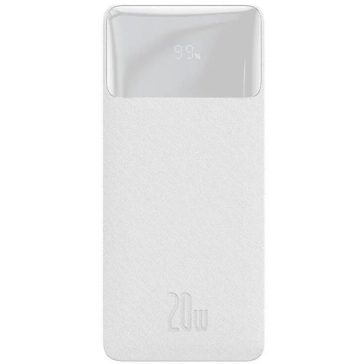 BASEUS POWER BANK Baseus Bipow, 10000mAh, 20W, 2 x USB; 1 x USB Type-C, digital display pt. status baterie, total 3A, alb