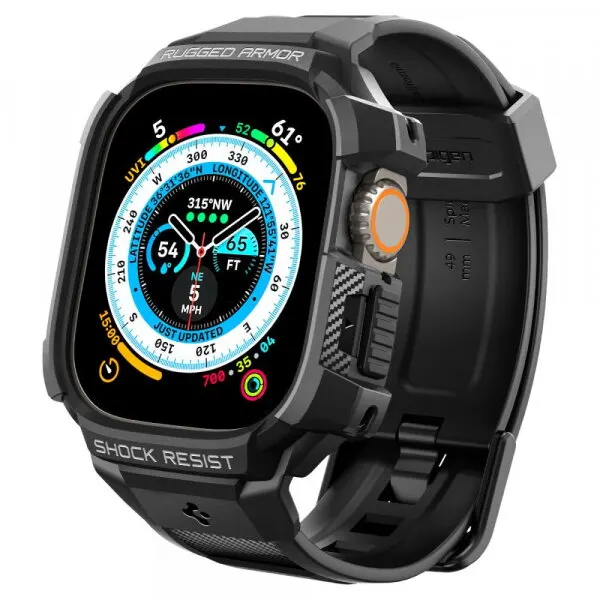 Spigen Husa Spigen Rugged Armor Pro pentru Apple Watch Ultra Series, Neagra ACS05460