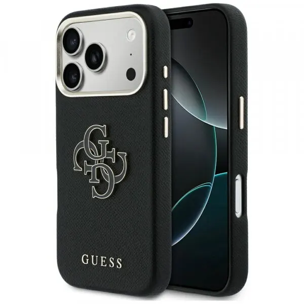 Guess Husa pentru Apple iPhone 17 Pro, Guess, Resin Logo, Neagra