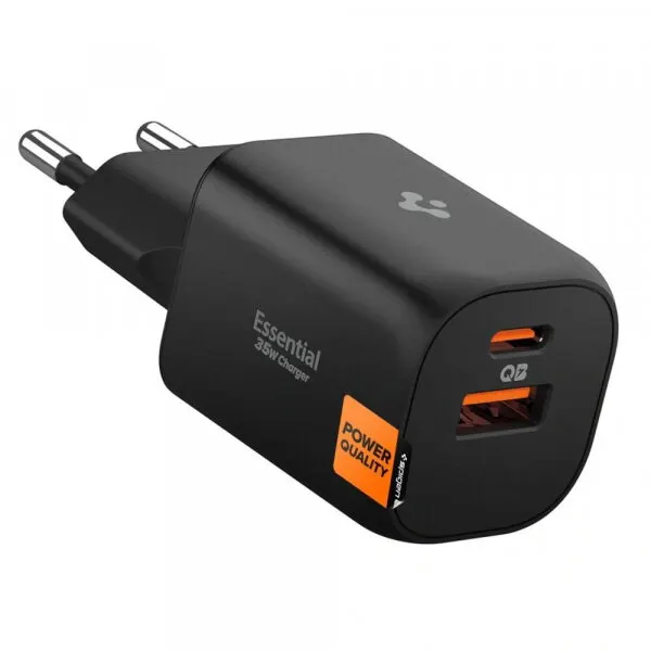 Spigen Incarcator Retea Spigen Essential, 35W, 3A, 1 x USB-A - 1 x USB-C, Negru ACH09463