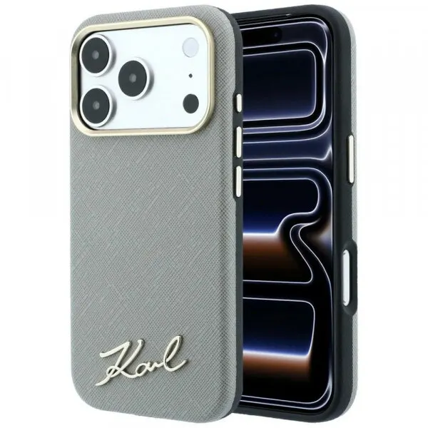 Karl Lagerfeld Husa MagSafe pentru Apple iPhone 18 Pro Max / 17 Pro Max, Karl Lagerfeld, Saffiano Small Script Metal Logo, Bej