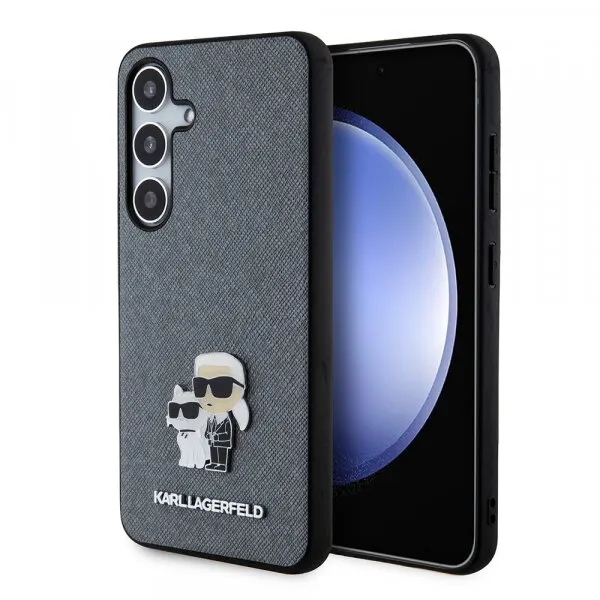 Karl Lagerfeld Husa pentru Samsung Galaxy S24 S921, Karl Lagerfeld, Saffiano Karl & Choupette Metal, Gri