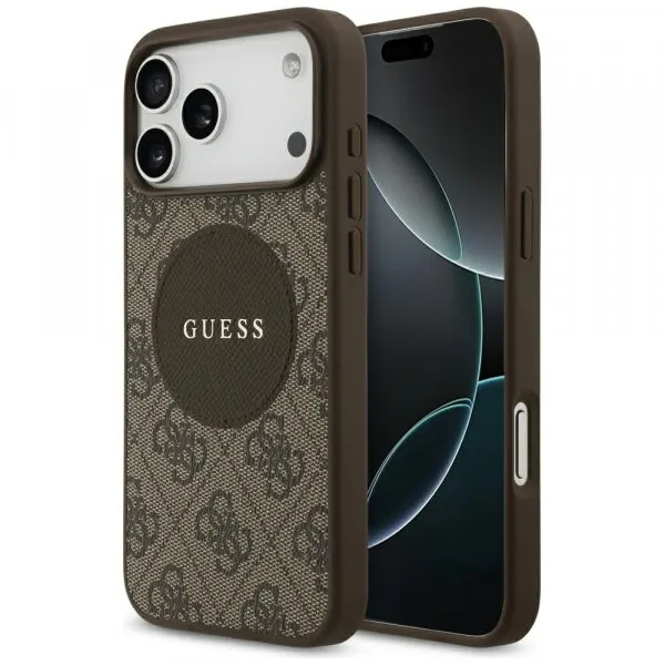 Guess Husa MagSafe pentru Apple iPhone 17 Pro Max, Guess, 4G Circle Classic Logo, Maro
