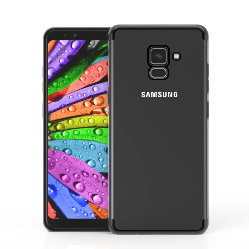 Samsung, Husa Samsung Galaxy A8 2018 Transparent cu Margini Negre