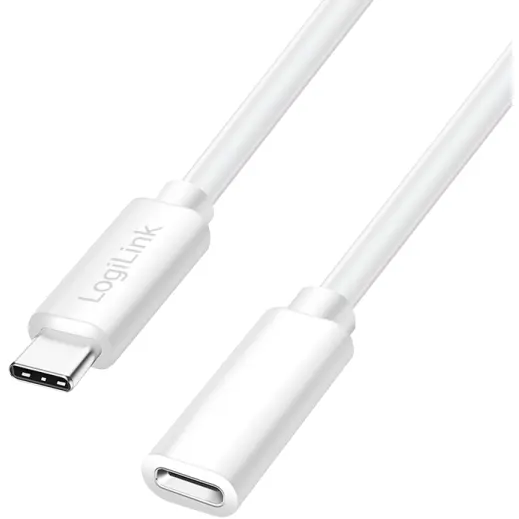 logilink CABLU alimentare si date LOGILINK, pt. smartphone, USB Type-C (T) la USB Type-C (M), 1m, PD 100W, 2 x ecranat, Plastic, Alb, CU0220