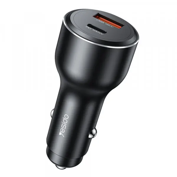Yesido Incarcator Auto Yesido Y65, 100W, 5A, 1 x USB-A - 1 x USB-C, Negru