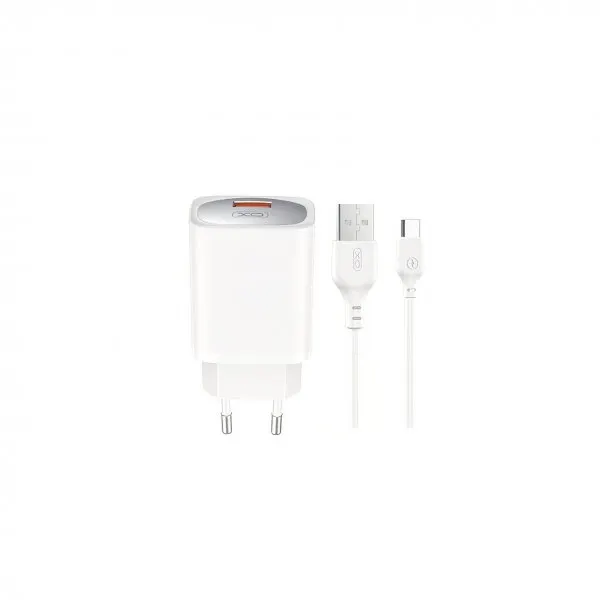 XO Design Incarcator Retea Cu Cablu USB-C XO Design CE19, 18W, 3A, 1 x USB-A, Alb