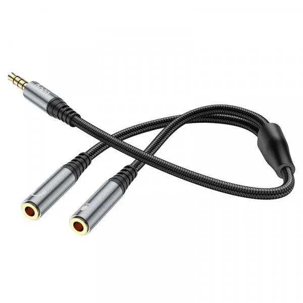 HOCO Adaptor Audio 3.5mm - 2 x 3.5mm HOCO UPA21-2, 0.25m, Negru